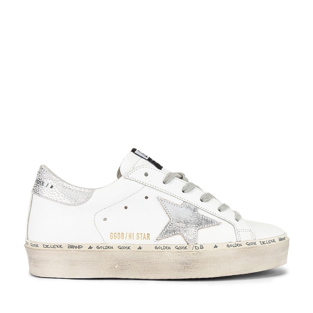 Golden Goose Women's White and Silver Star Sneakers